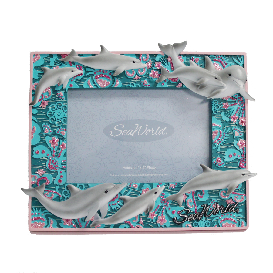 SeaWorld Dolphin Floral 4x6 Resin Frame