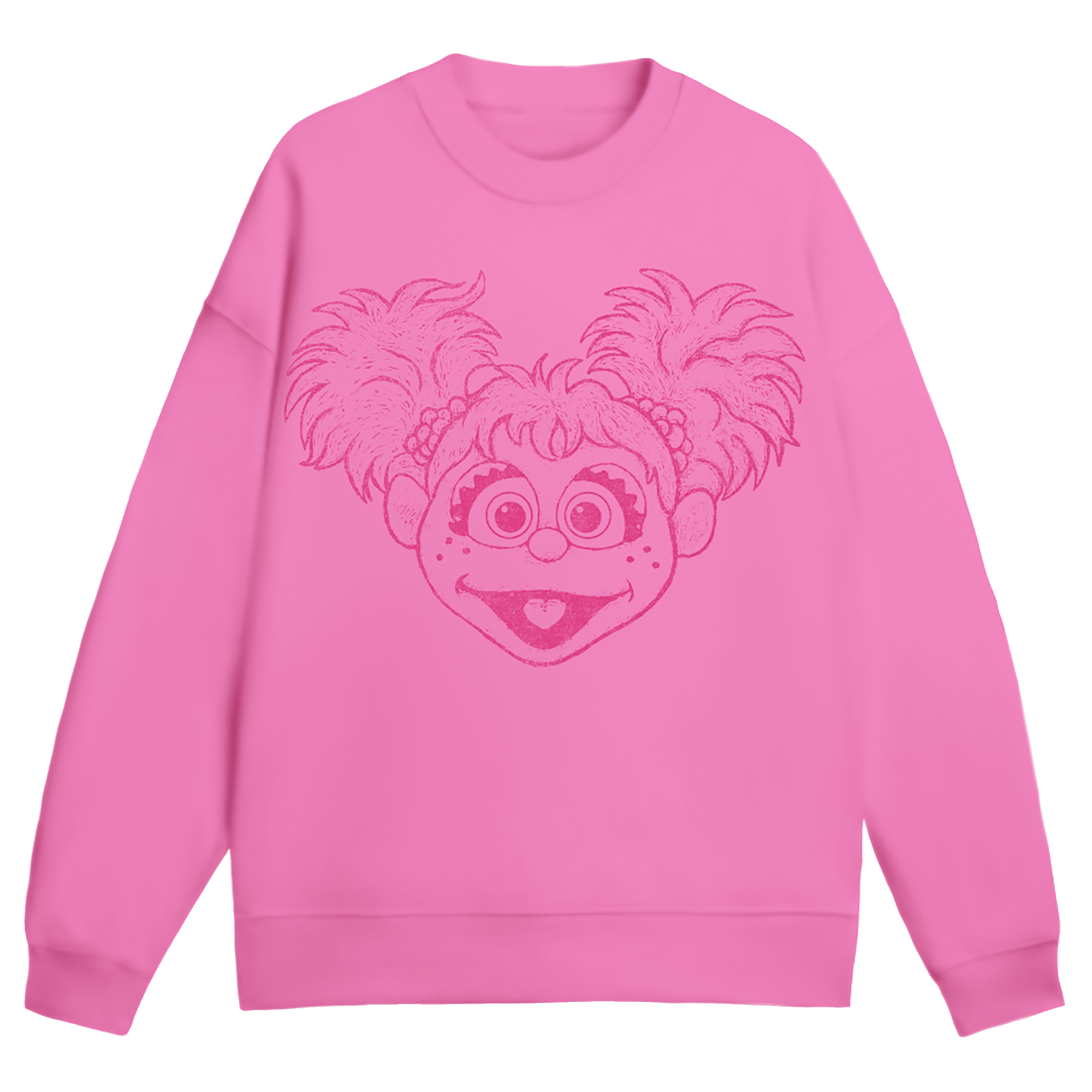 Sesame Street Big Face Abby Pink Youth Crew Fleece