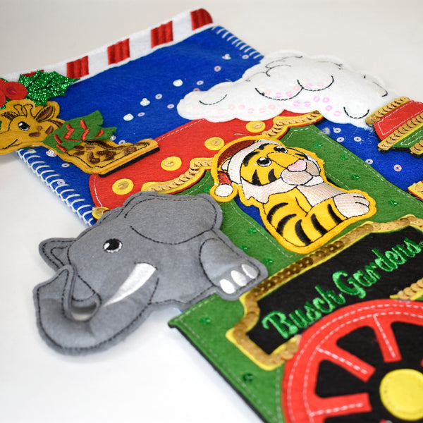 mellojoy ドラコフライ US クリスマス未開封 クッション ソックス Busch Gardens Tampa Christmas Animal Train Felt Stocking 18