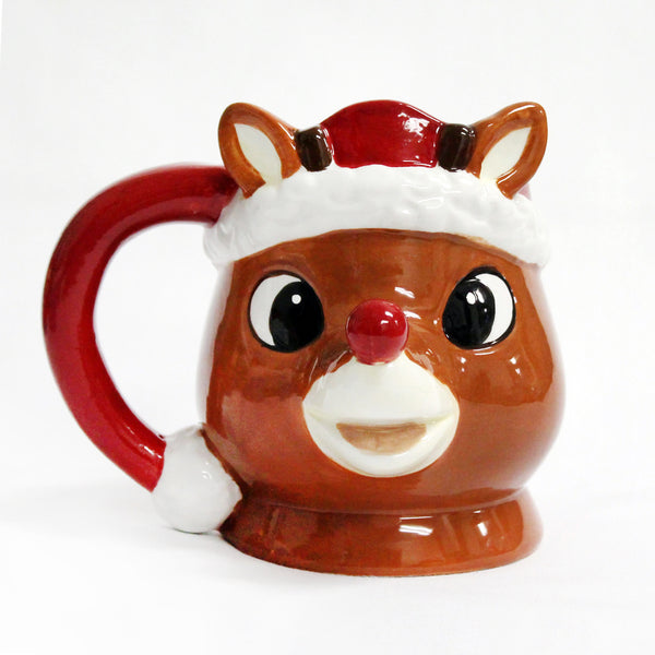 Rudolph Reindeer 3 D Mug Cup Christmas Coffee Tea Ceramic