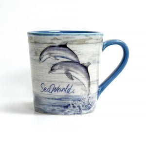 SeaWorld White Wash Dolphin Mug