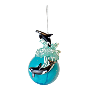 SeaWorld Orca Resin On Glass Ball Ornament