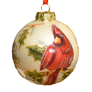Busch Gardens Hand Painted Cardinal Glass Ornament