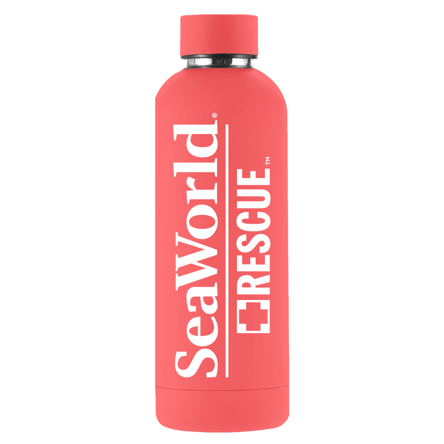 SeaWorld Rescue 17 Oz Coral Rubber Stainless Steel Bottle