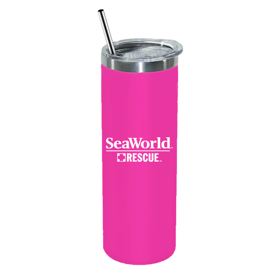 SeaWorld Rescue 20 Oz Pink Stainless Steel Skinny Tumbler