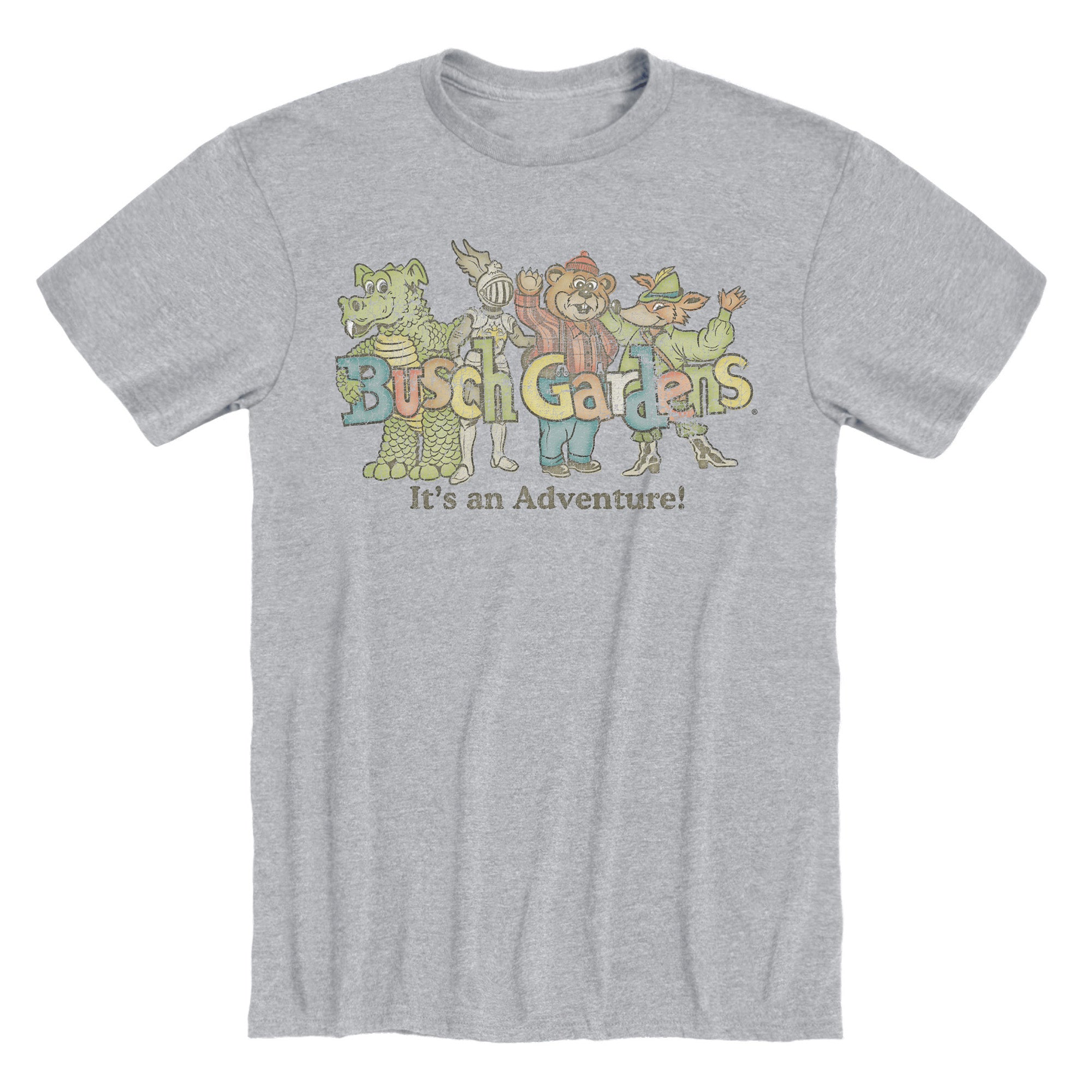 Busch Gardens Retro Adventure Light Grey Adult Tee Busch Gardens Retro Adventure Light Grey Adult Tee