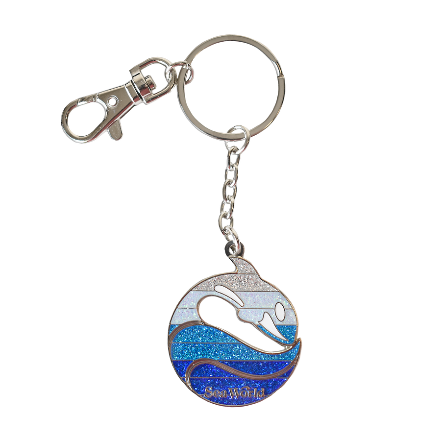 SeaWorld Retro Logo Blue Ombre Keychain