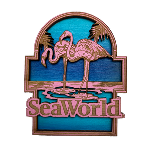 SeaWorld Flamingo Wooden Magnet
