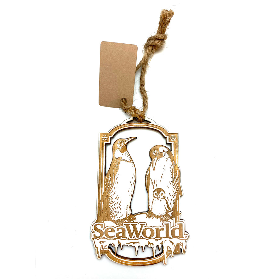SeaWorld Penguin Family Wooden Ornament