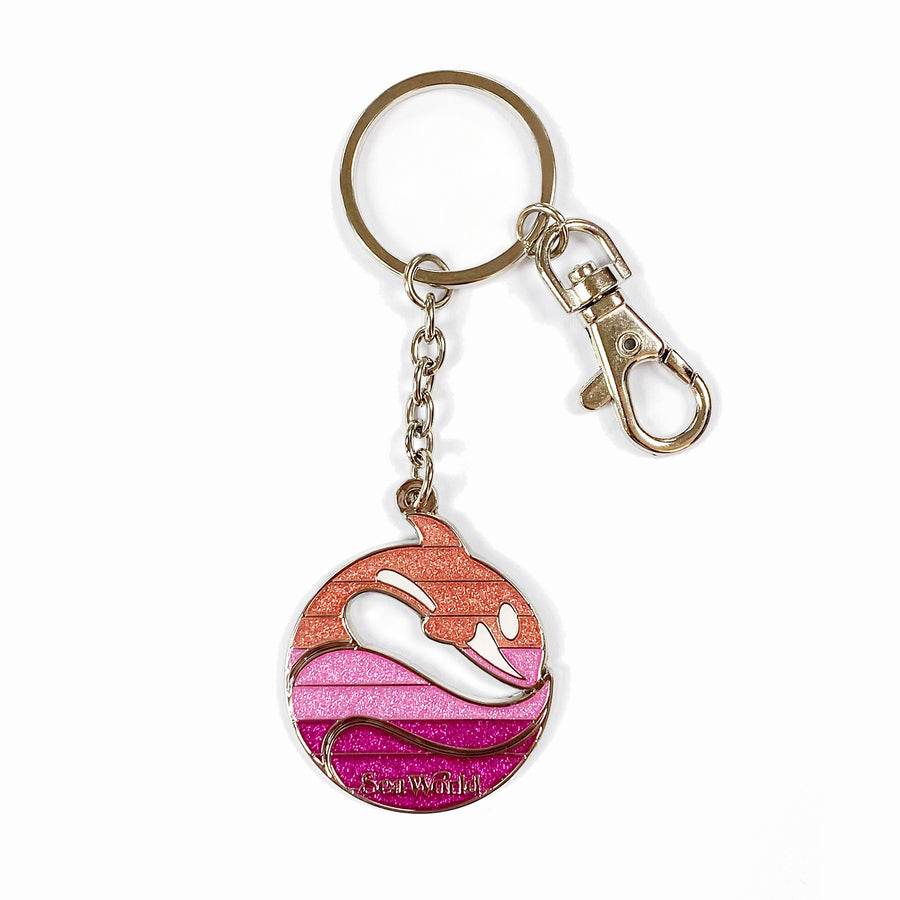SeaWorld Retro Logo Pink Ombre Keychain