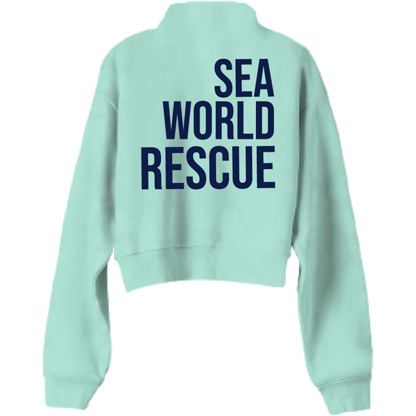 SeaWorld Rescue Navy Mint Junior 1-4 Zip Crop Fleece - SeaWorld Parks ...