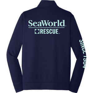 Seaworld Rescue Navy Mint Adult 1/4 Zip Long Sleeve back