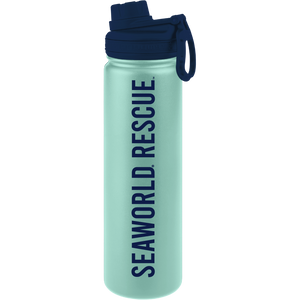 SeaWorld Rescue Navy Mint Metal Water Bottle 22 Oz