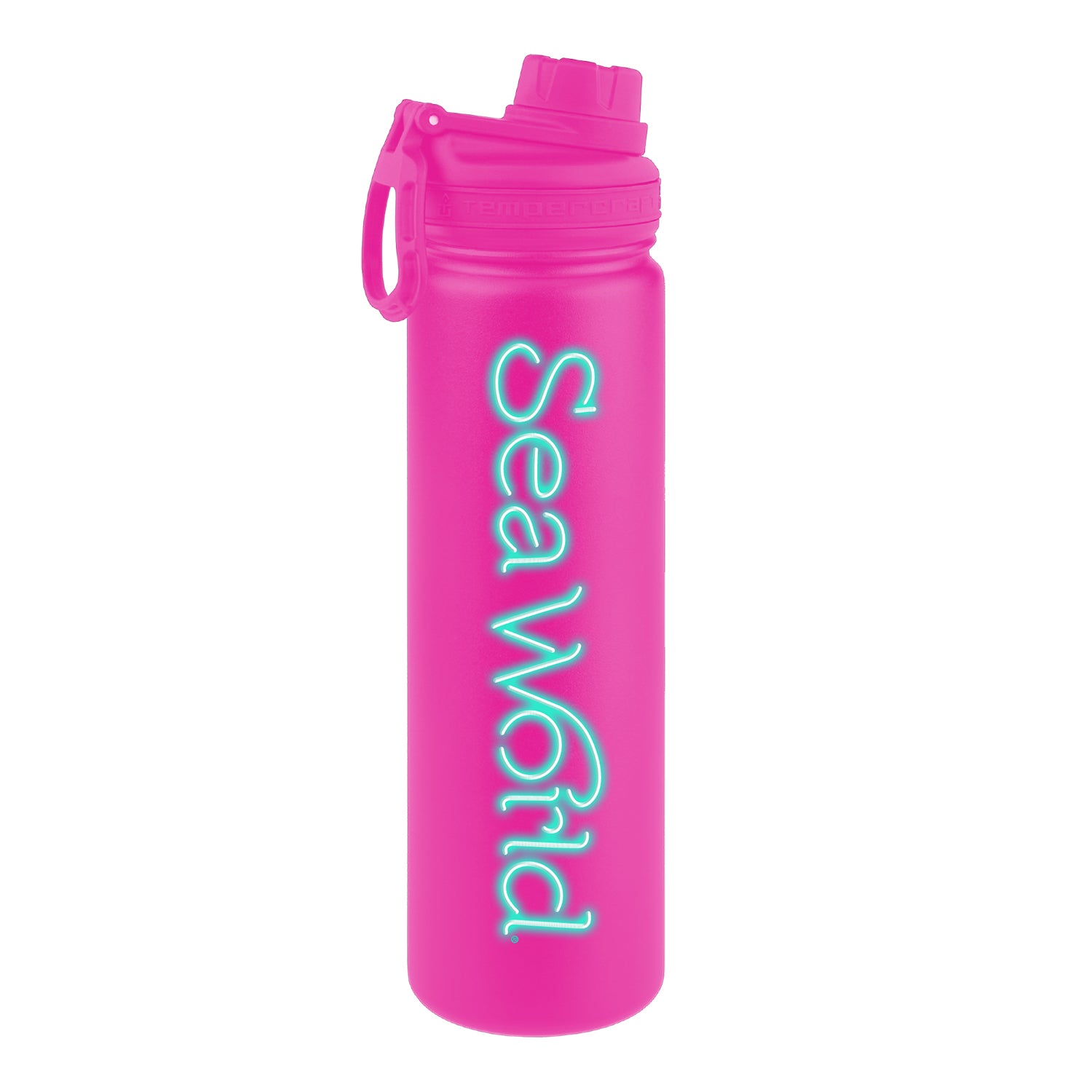 SeaWorld Neon Sign Pink Metal Water Bottle 24 oz - SeaWorld Parks &  Entertainment Shop