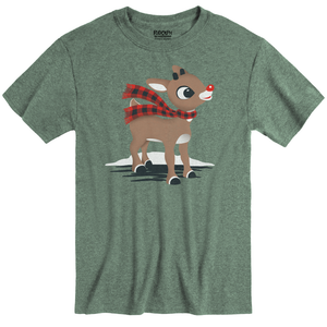 Rudolph the Red-Nosed Reindeer® Rudolph with Scarf Heather Green Adult Tee
