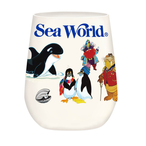 SeaWorld Shamu and Crew Milk Glass Mug